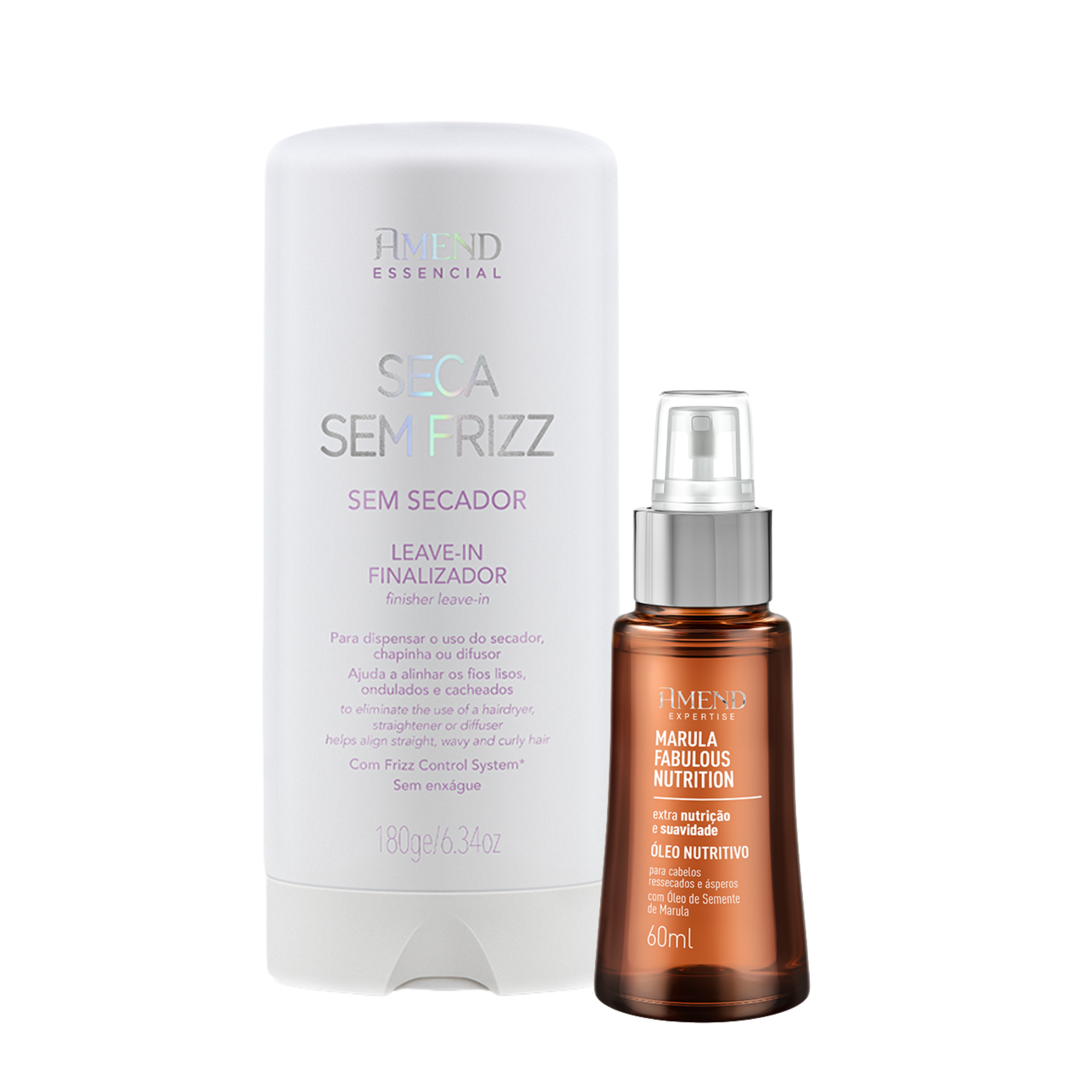 Kit Seca Sem Frizz e Óleo Marula | 2 produtos